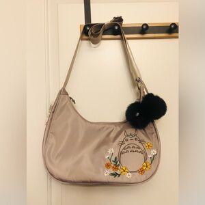 Totoro Floral Embroidered Shoulder Bag